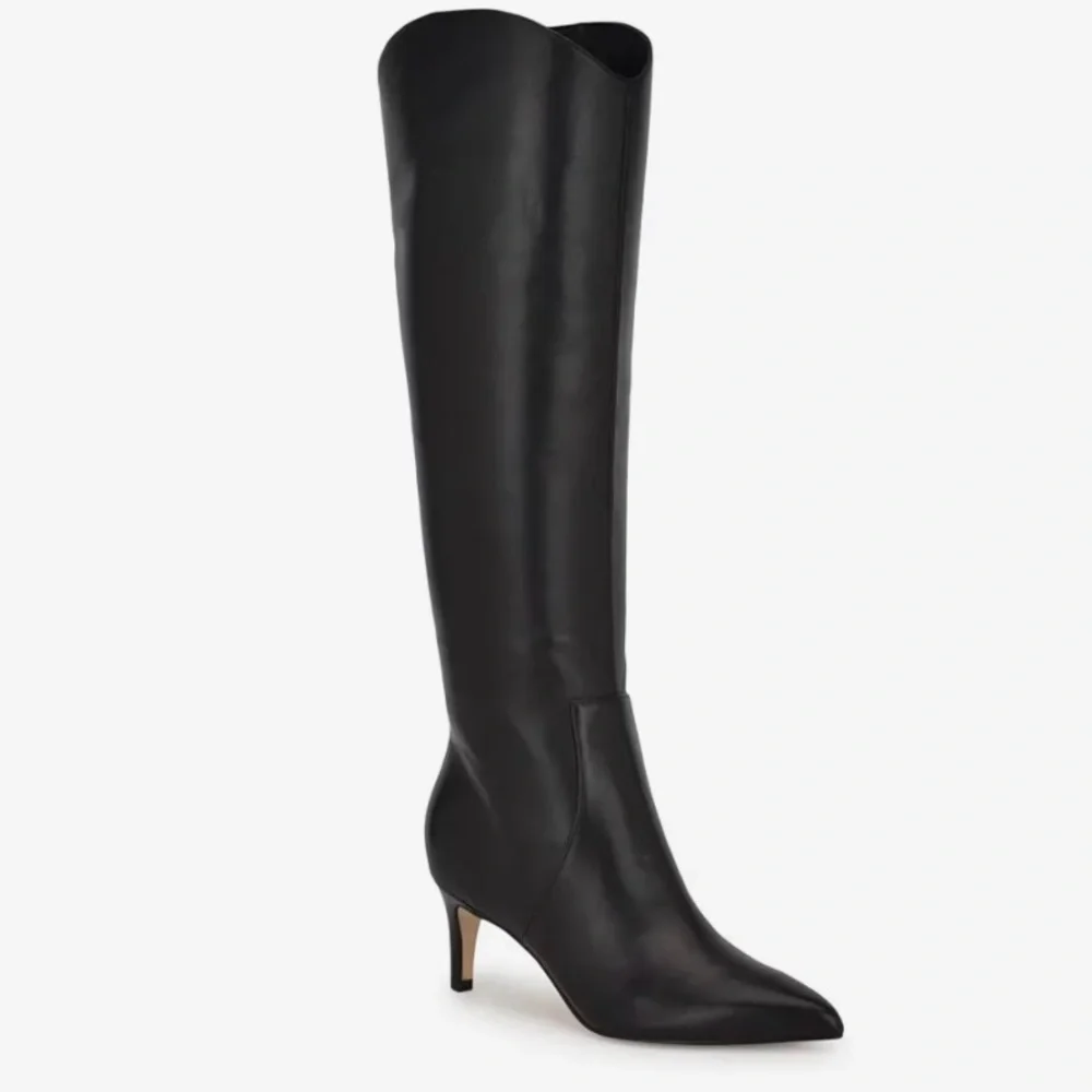 Elegant Black Sirena Knee-High Boots Nine West